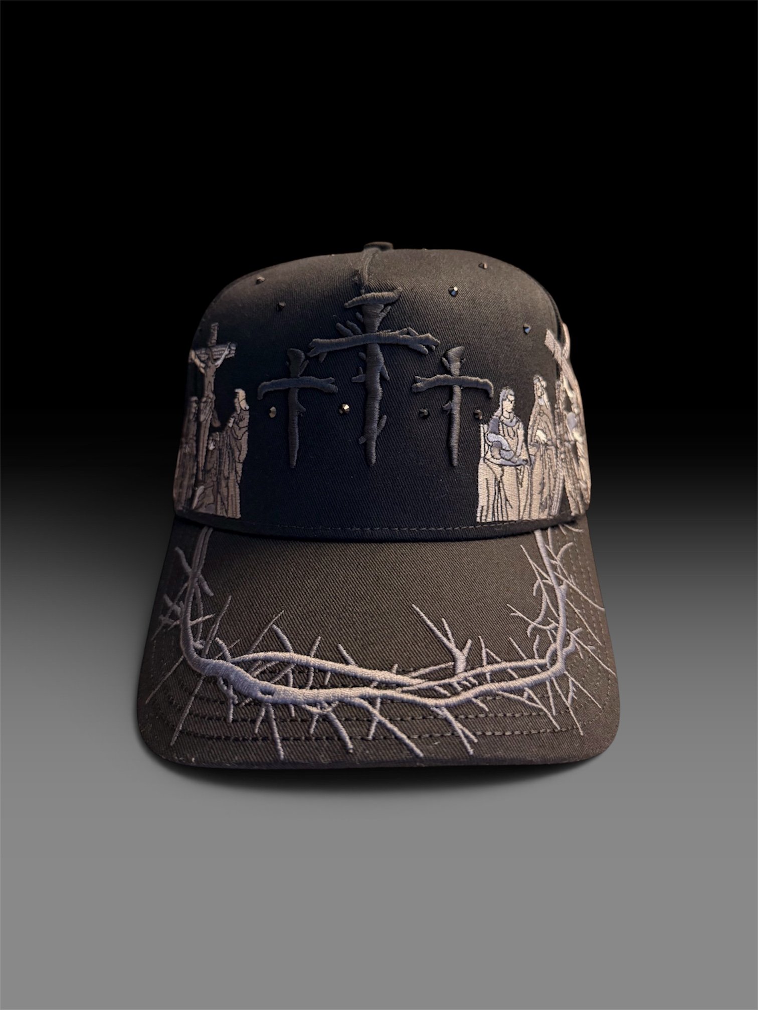Embroidered Cross and Thorns Design
